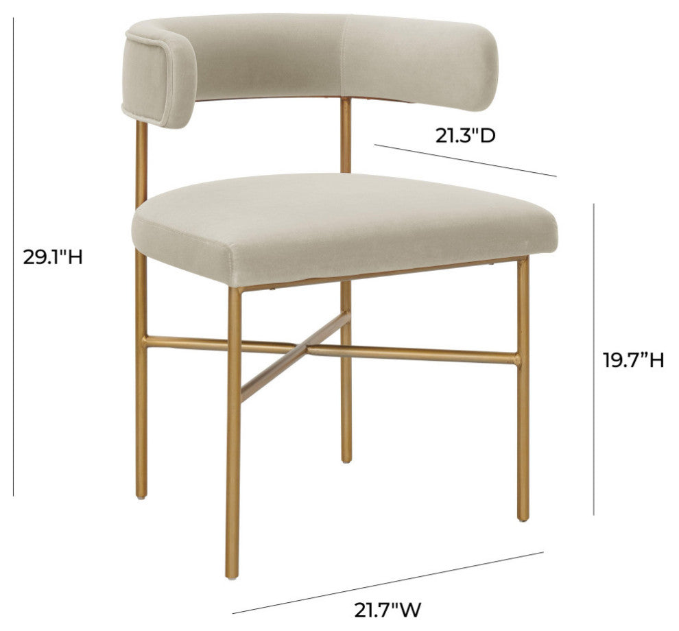 Kim Performance Velvet Chair in Cream - Cream