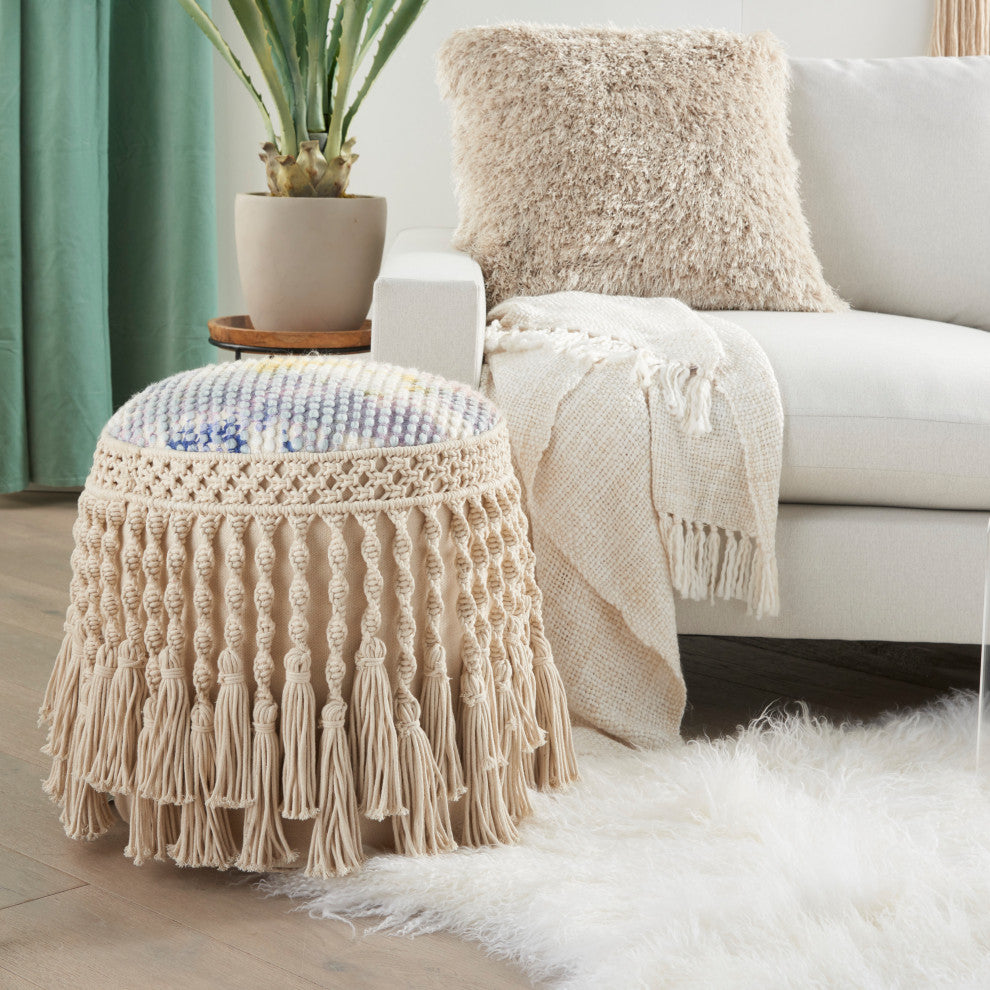 Mina Victory AQ407 Pouf, Multicolor, 18"X18"X18"