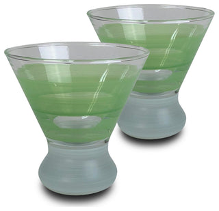 Retro Stripe Green Cosmopolitan Glasses, Set of 2