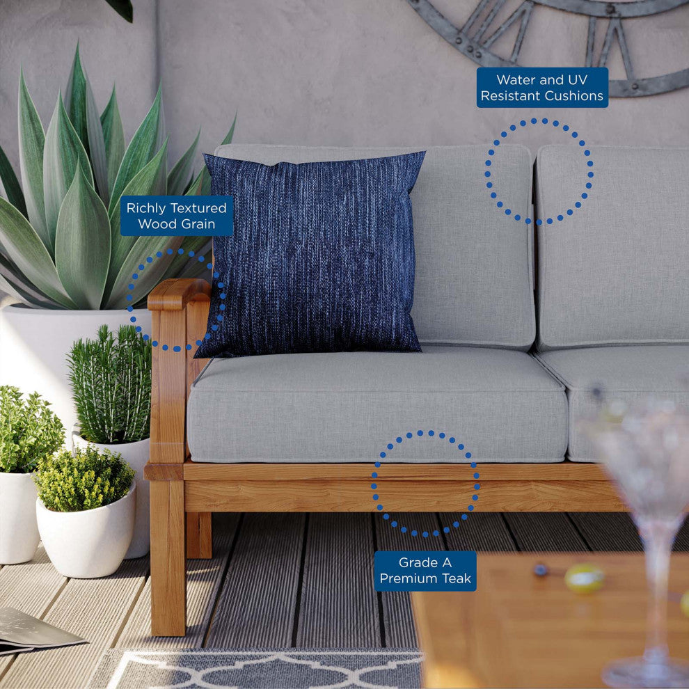 Lounge Sofa, Wood, Brown Natural Gray, Modern, Outdoor Patio Balcony Garden