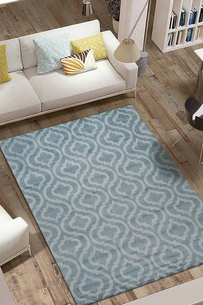 Aqua Contemporary Trellis Moroccan Area Rug