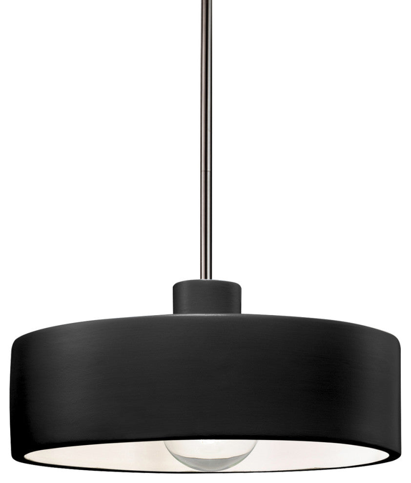 Radiance Dish Pendant, Carbon, Matte Black, Brushed Nickel, Rigid Stem, E26