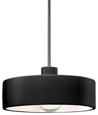 Radiance Dish Pendant, Carbon, Matte Black, Brushed Nickel, Rigid Stem, E26