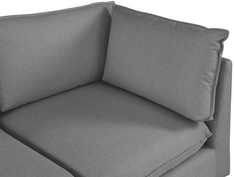 Mackenzie Linen Textured Fabric 5-Piece Modular L-Shaped Sectional, Grey