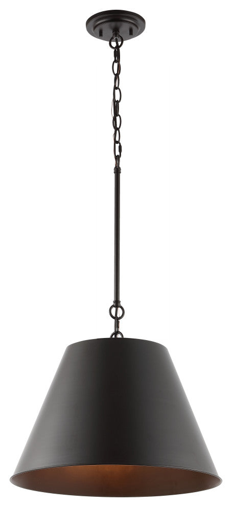 Harper Industrial Farmhouse Iron LED Pendant, Oil Rubbed Bronze, 17.88"