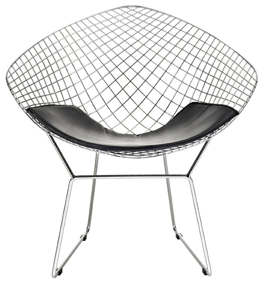 Diamond Lounge Chair- Chromed Steel Wire Frame Lounge Arm Chair
