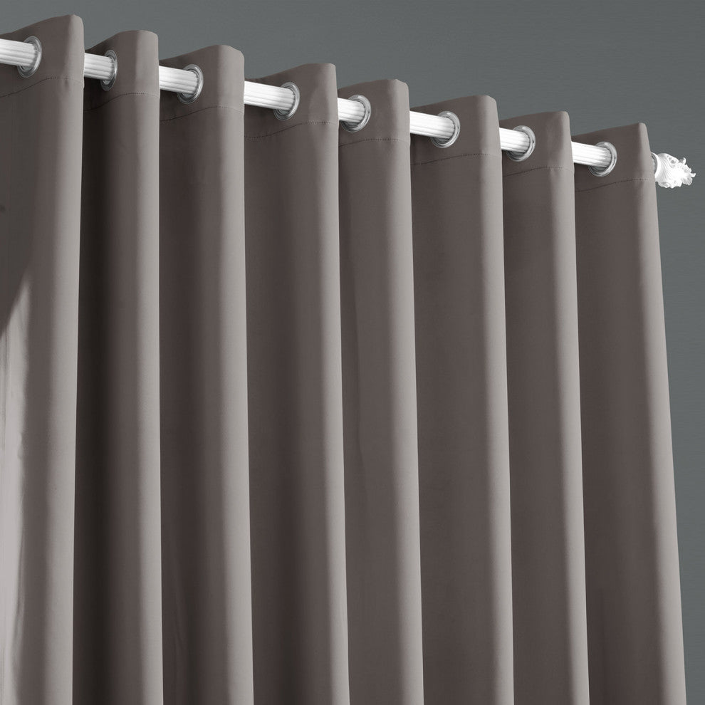 Neutral Gray Grommet Doublewide Room Darkening Curtain Single Panel, 100"x120"