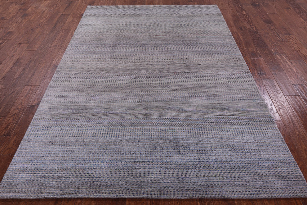 6' 2" X 8' 11" Wool and Silk Handmade Savannah Grass Rug Q11924
