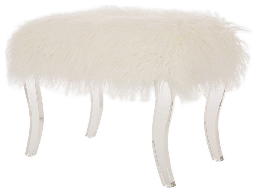 24.02"L Faux Fur Acrylic Bench