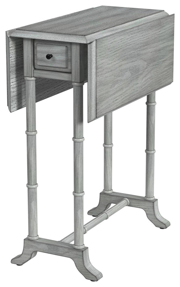 Darrow Drop-Leaf Wood Side Table, Gray