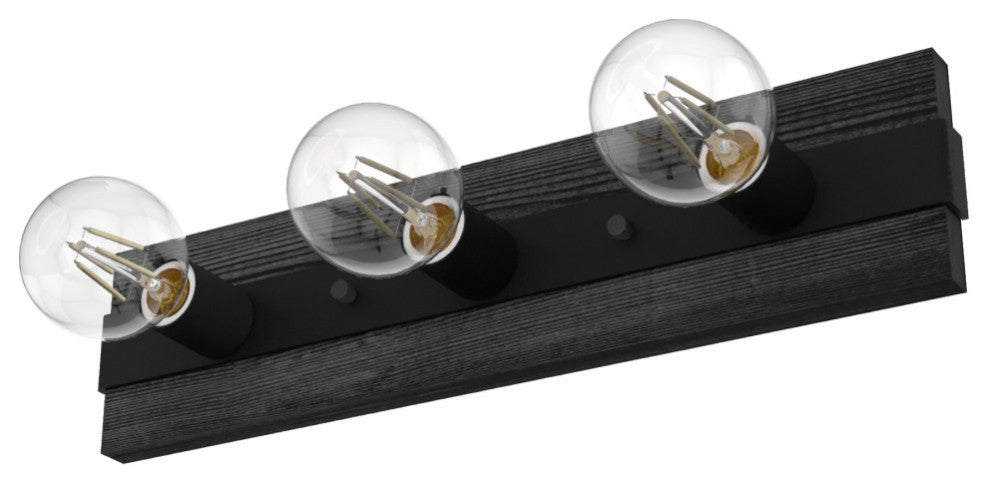 Hunter Donelson Natural Iron and Dark Ash 3-Light Vanity Wall Light Fixture