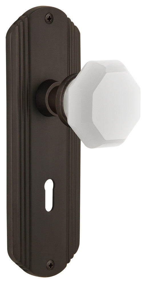 Deco Plate with Keyhole Single Dummy Waldorf White Milk Glass Knob