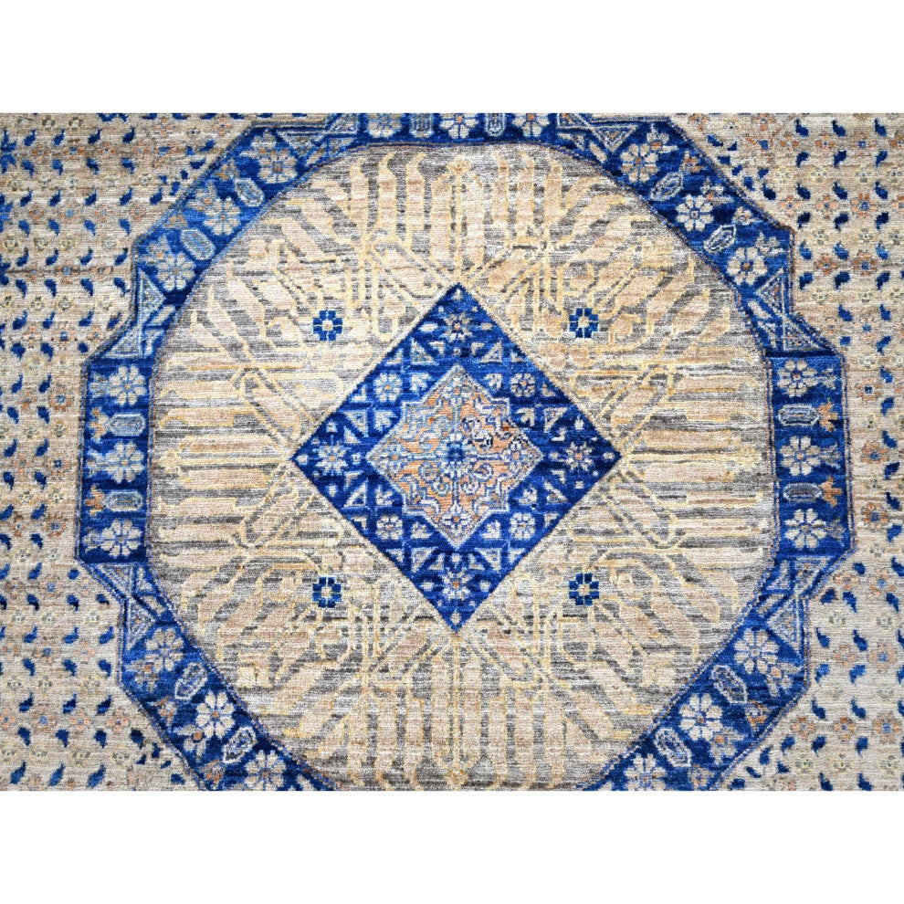 Almond Brown Mamluk Design 200 KPSI Soft Wool Hand Knotted Rug 9'10"x13'10"