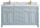 Paris 60" Double Sink Bathroom Vanity, Blue Heather 2" Viola Gold