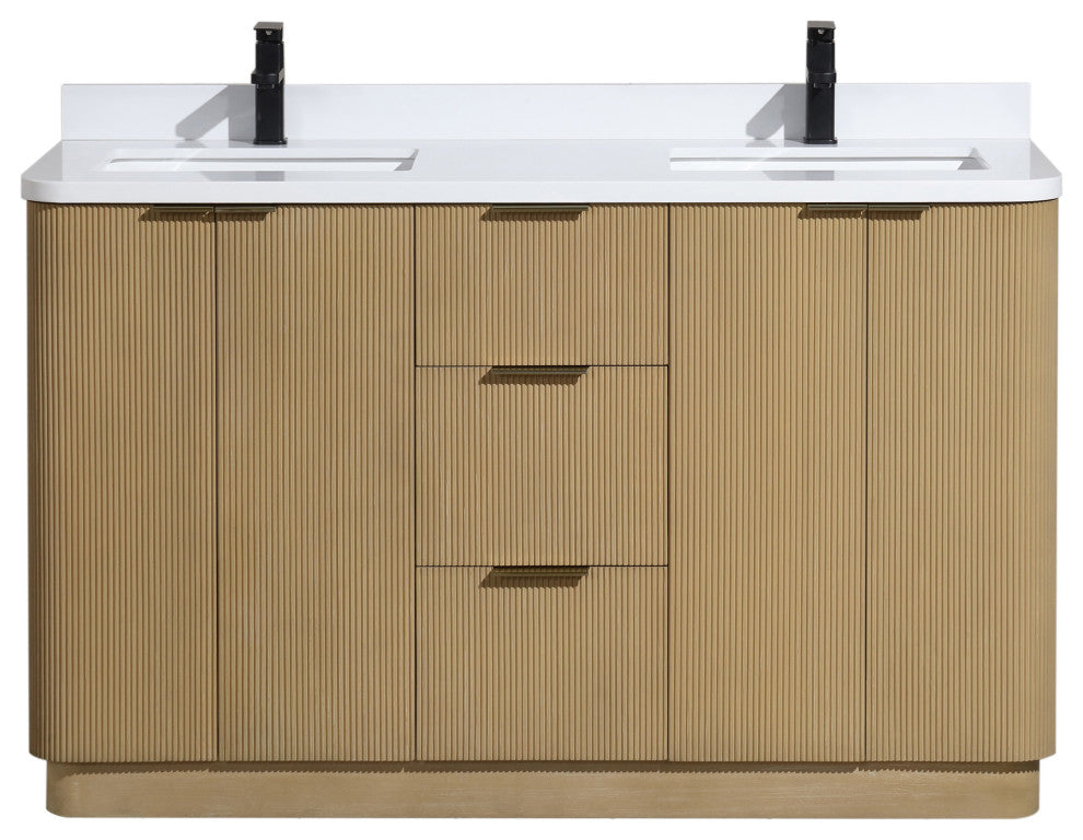 Ari Kitchen and Bath Calamigo 55" Freestanding Bathroom Vanity Oak