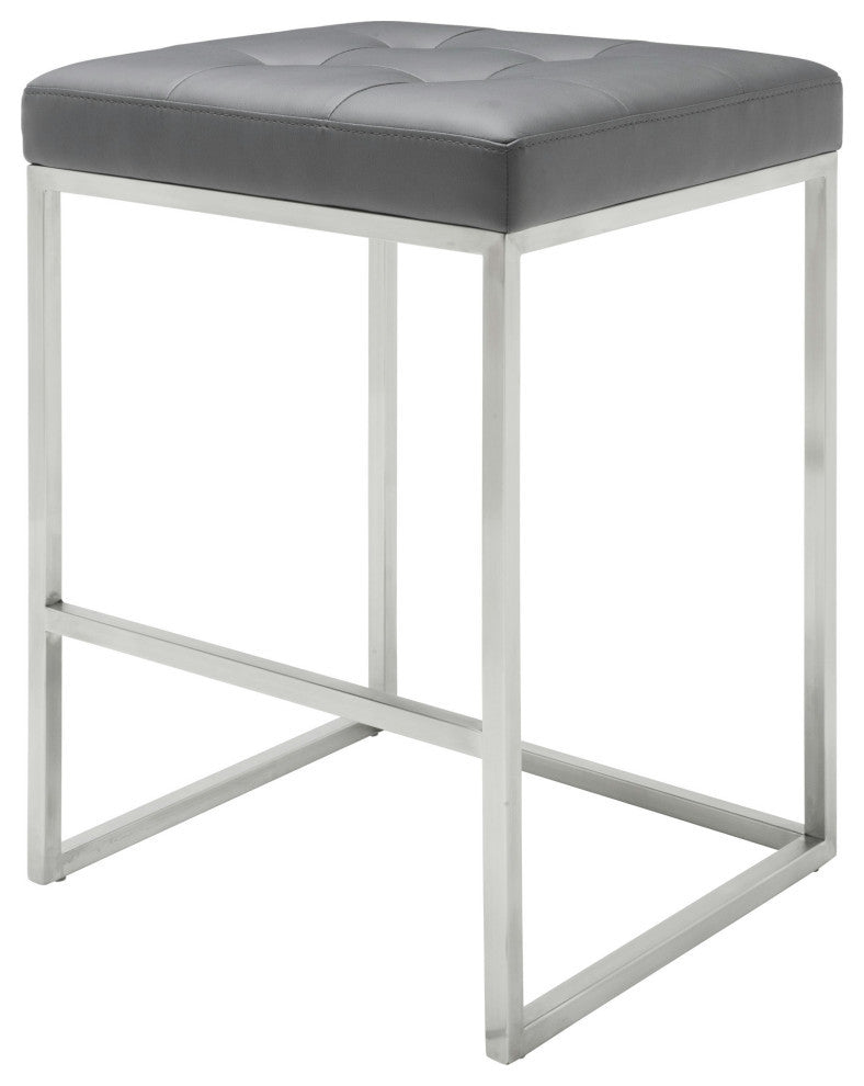 Chi Stool, Seat: Gray, Base: Stainless Steel, Counter Height