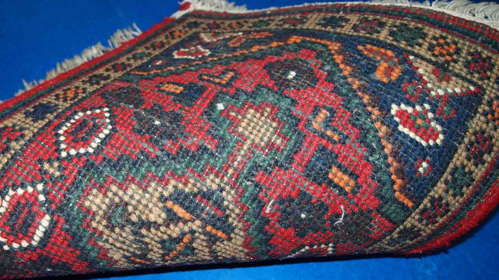 Handmade vintage Persian Hamadan rug 1.3' x 2' (41cm x 61cm) 1970s