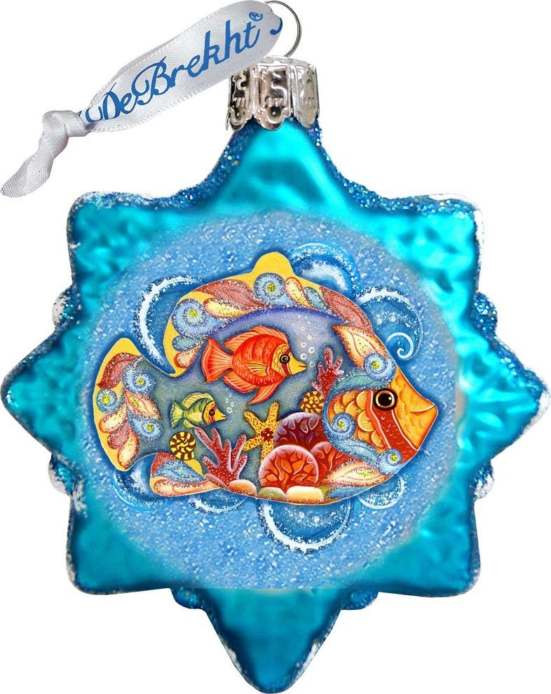Keepsake Star Coastal Glass Ornament Star