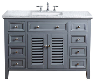 Stufurhome Genevieve Bathroom Vanity, Gray, 48" Single Sink