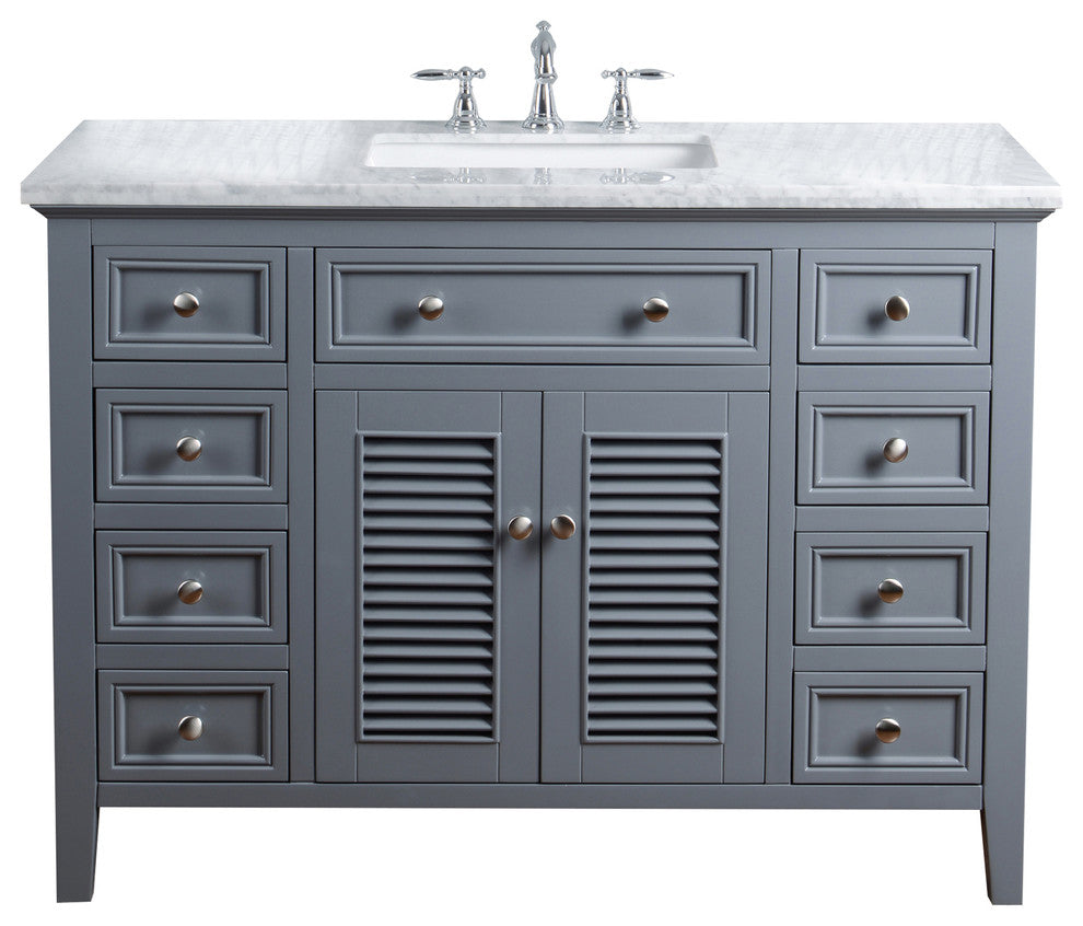 Stufurhome Genevieve Bathroom Vanity, Gray, 48" Single Sink