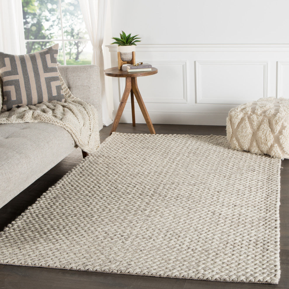 Jaipur Living Alta Handmade Solid Gray/White Area Rug, 10'x14'