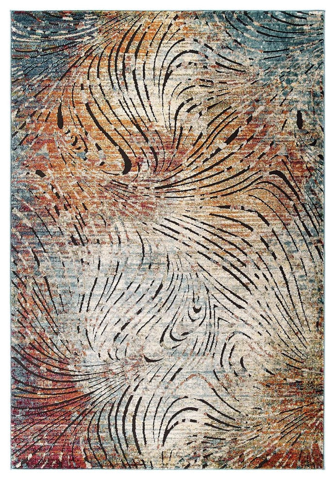 Tribute Ember Contemporary Modern Vintage Mosaic 8x10 Area Rug