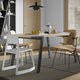 Modern Minimal Wood Top Metal Leg Dining Table, Oak/Black