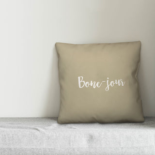 Bone-jour in Beige 18x18 Throw Pillow Cover