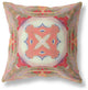 20" Peach Green Geo Tribal Suede Throw Pillow