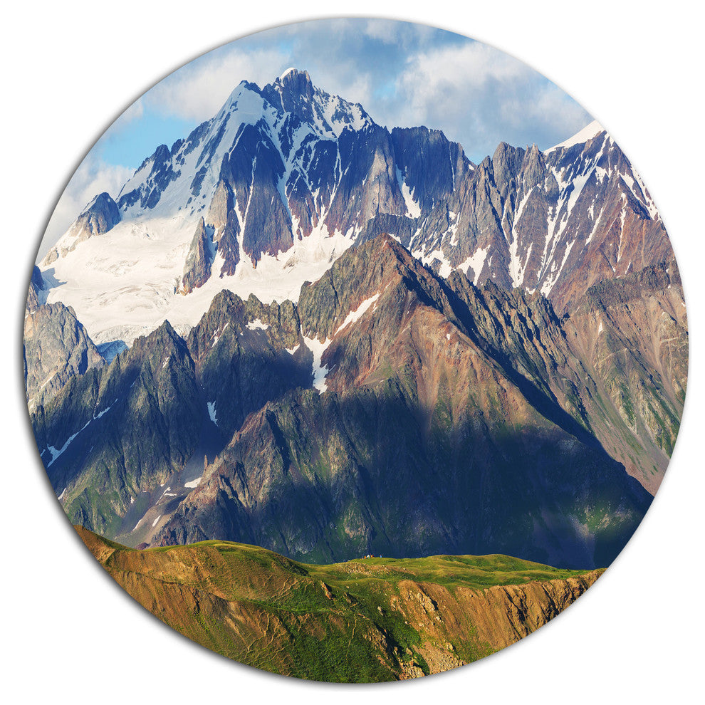 Beautiful Caucasus Mountains, Landscape Disc Metal Wall Art, 11"
