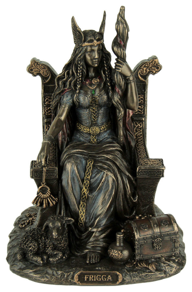 Frigga Norse Goddess Of Love Marriage and Destiny Sitting On Throne Statue