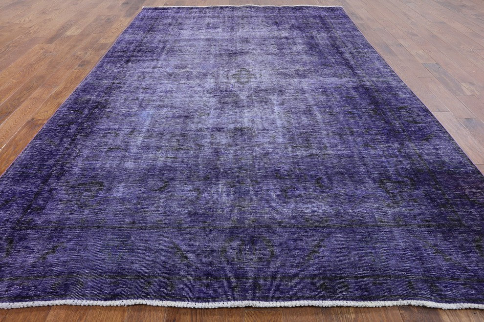 Overdyed Purple Hand Knotted Oriental Area Rug 8'x11', W2581