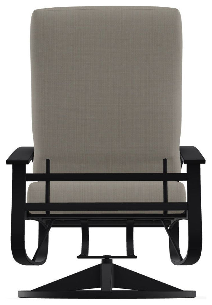 Belle Isle Cushion Outdoor Swivel Rocker, Stone Linen/Black