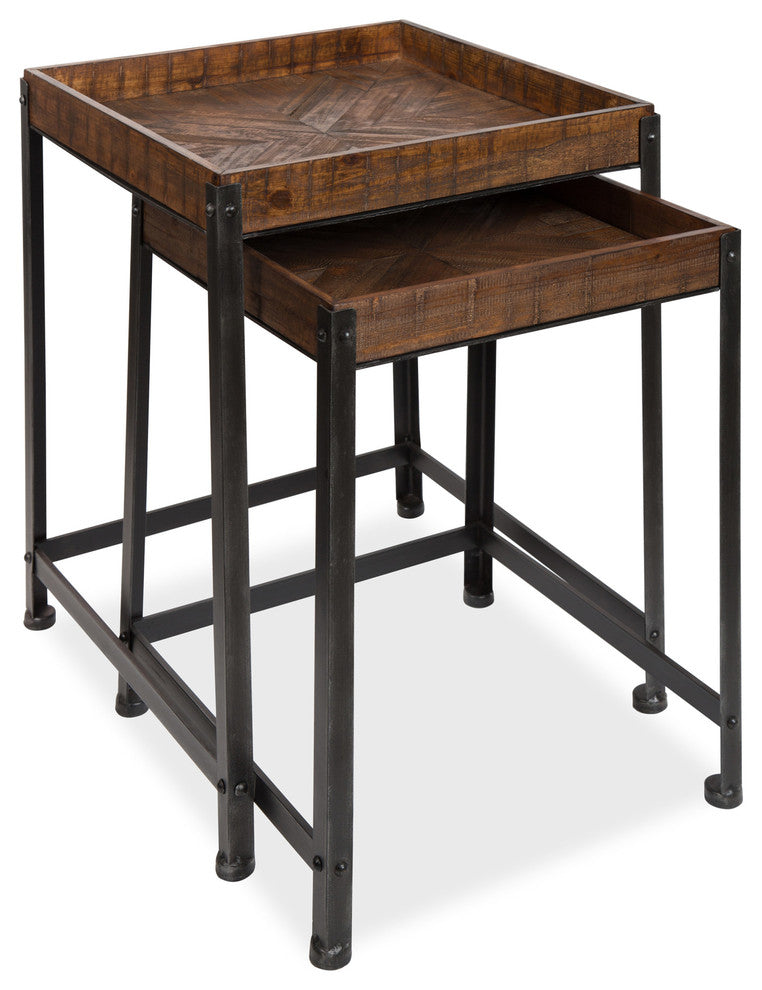 Marsh Wood And Metal Accent Table Set, Rustic Brown 2 Piece