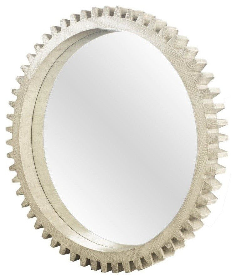 Cog Gray Solid Wood Frame 44" Round Mirror