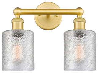 Edison Cobbleskill 2-Light 14" Bath Vanity Light, Satin Gold Finish, Clear Shade