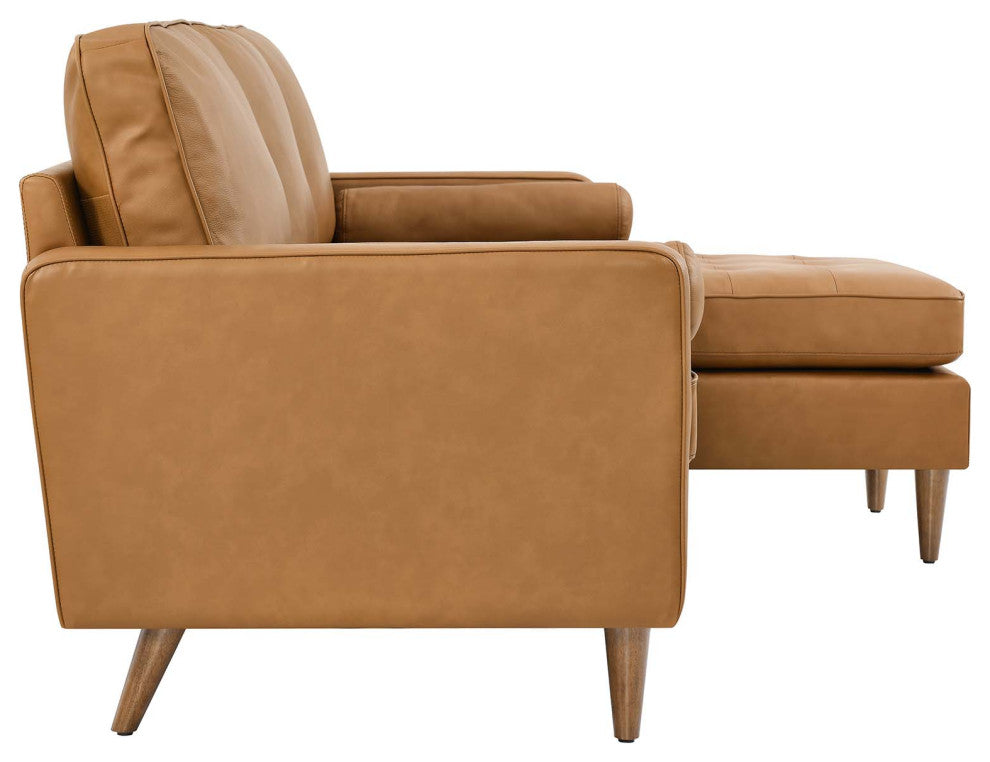 Valour 78" Leather Apartment Sectional Sofa, Tan