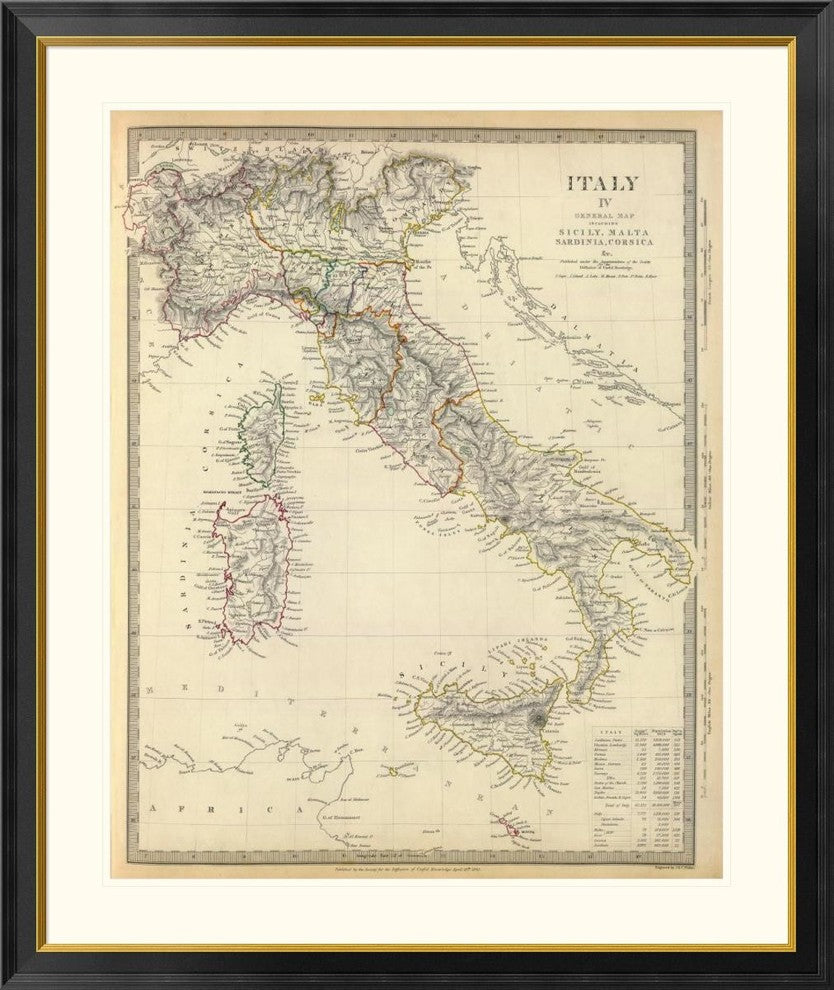 "Italy I, 1840"  by Society for the Diffusion of Useful Knowledge, 39x46"