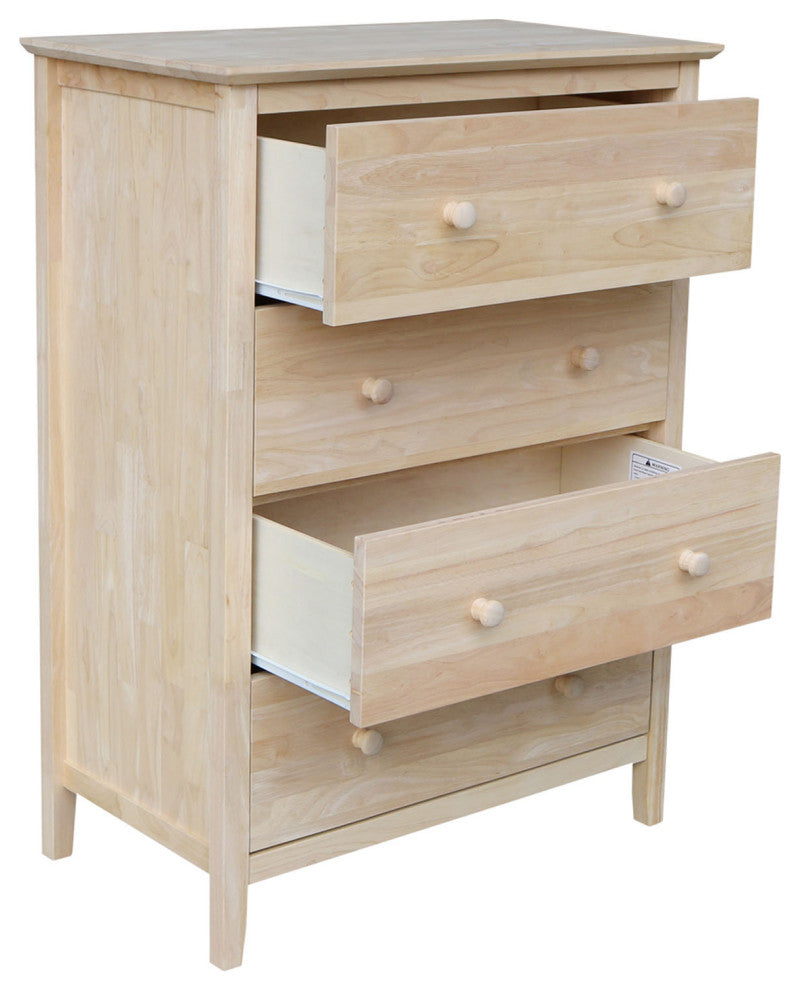 Solid Wood Dresser Chest With 4 Drawers