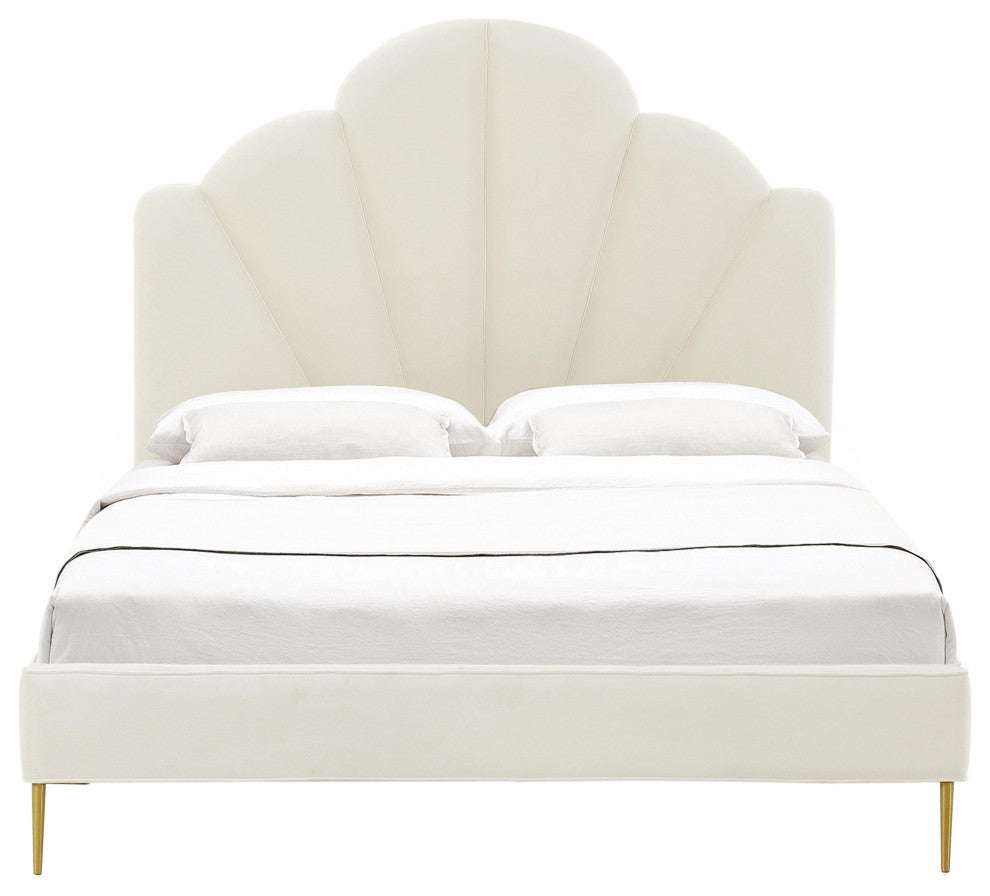 Bianca Cream Velvet Bed in King
