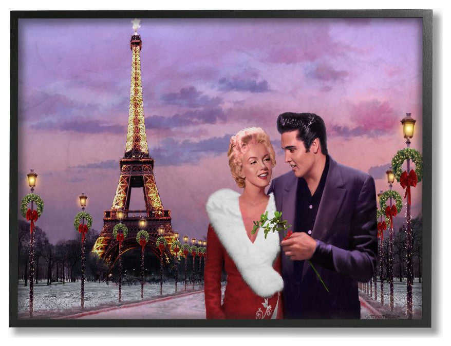Stupell Industries Paris Christmas Holiday Vintage Hollywood Movie Star, 24 x 30