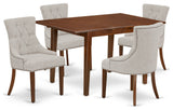 5Pc Dining Set, Rectangle Table, Butterfly Leaf, Four Chairs, Mahogany