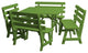 Pine 43" Square Table with Backed Benches, Lime Green