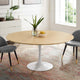 60" Dining Table, Round, Natural Brown White, Metal, Modern, Hospitality