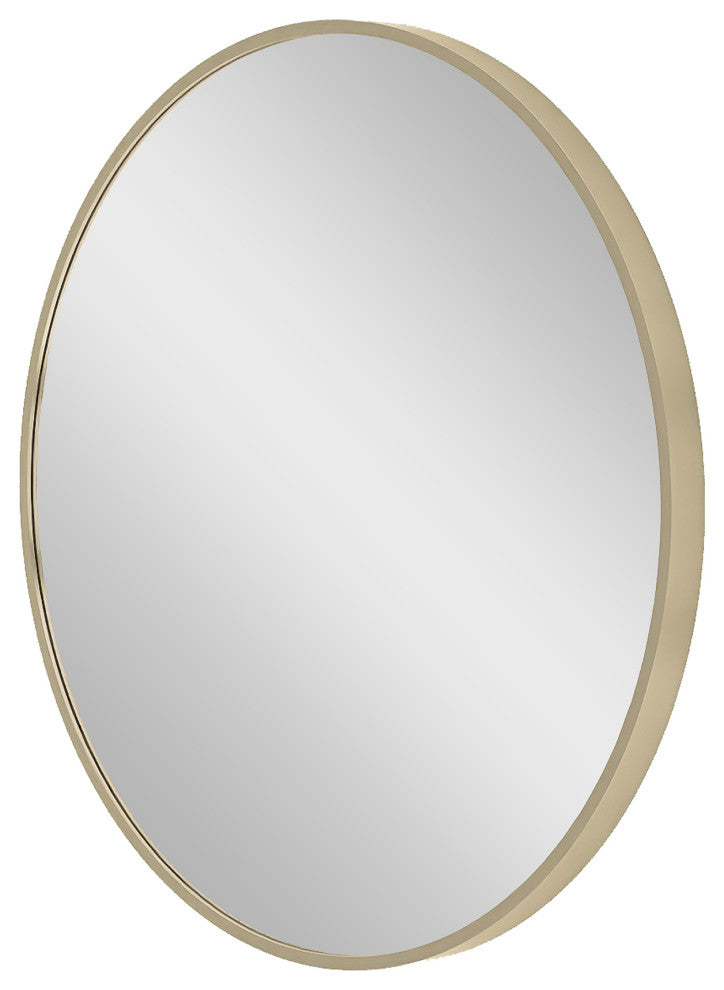20" Round Framed Wall Mounted Bathroom Vanity Mirror, Light Gold