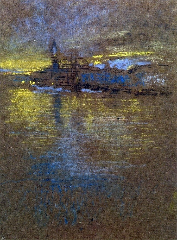 James McNeill Whistler View across the Lagoon Gallery Wrap Canvas, 21"x28"