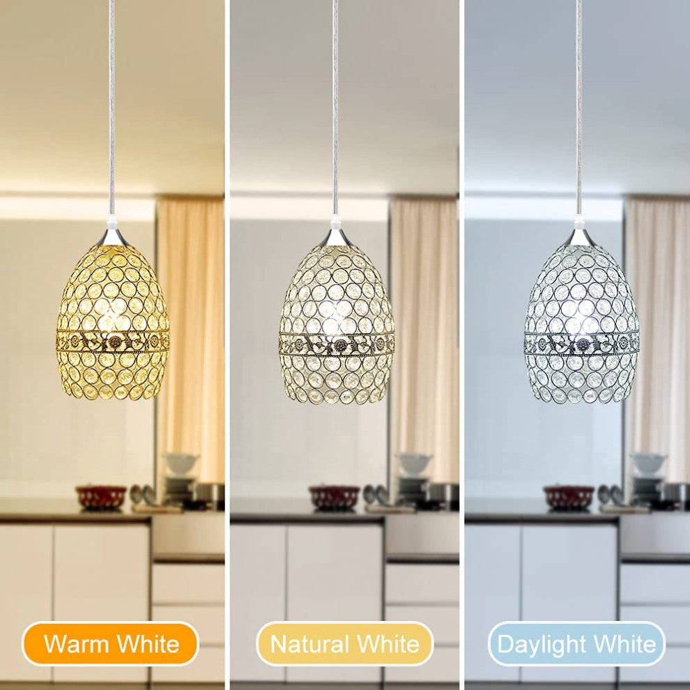 Modern Crystal Pendant Light, Adjustable Chandelier, Silver Finish