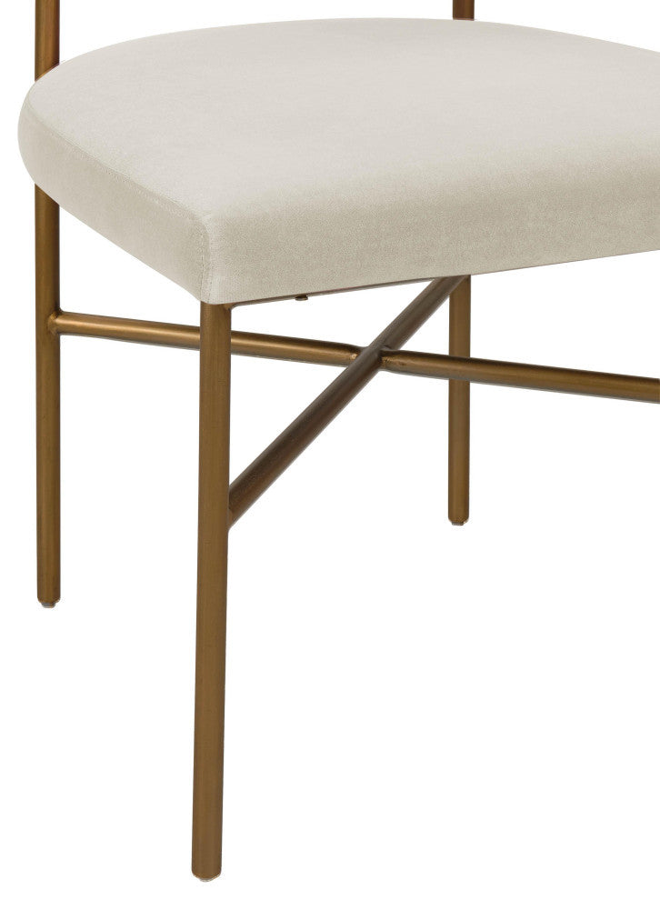 Kim Performance Velvet Chair in Cream - Cream