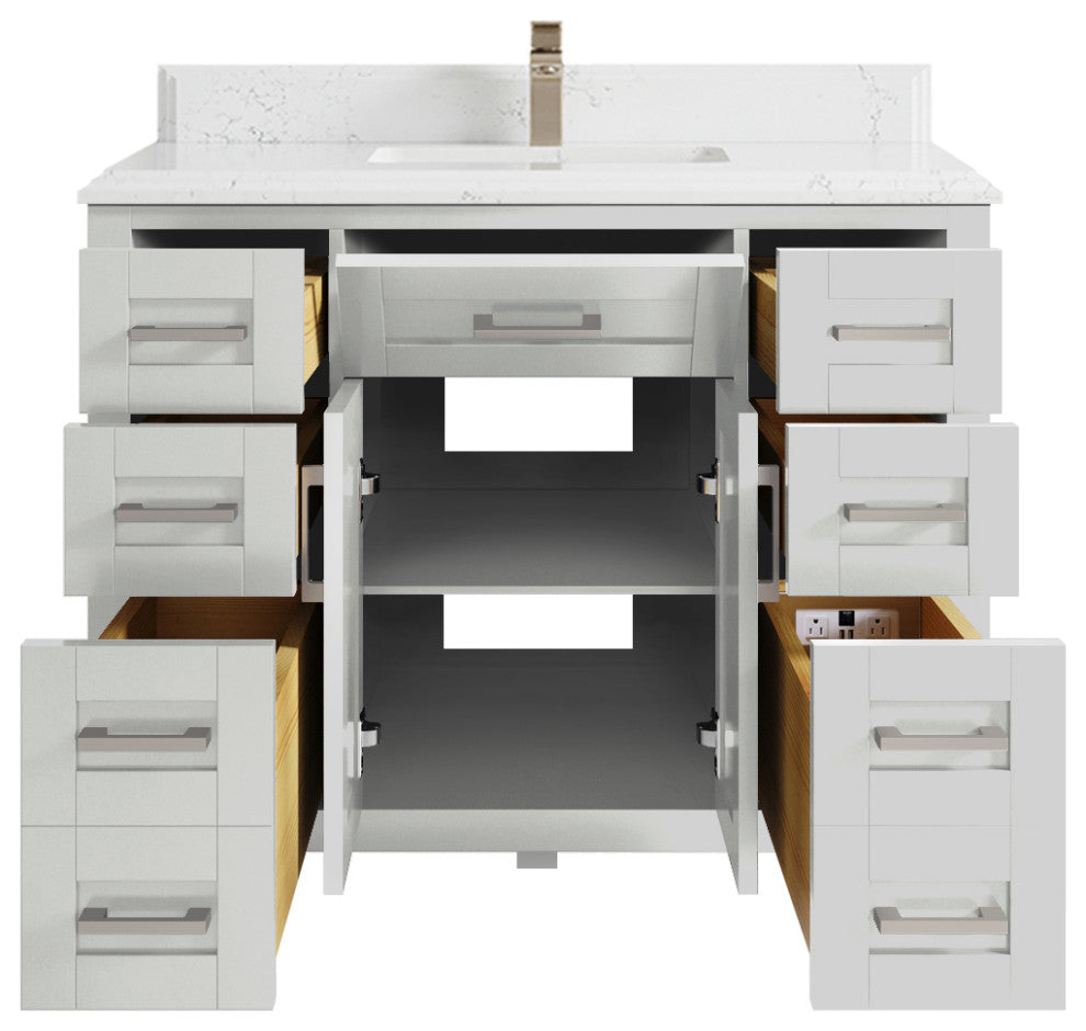 Cambridge 42" Single Sink Bath Vanity in Coventry Gray 1.5" Empira Quartz