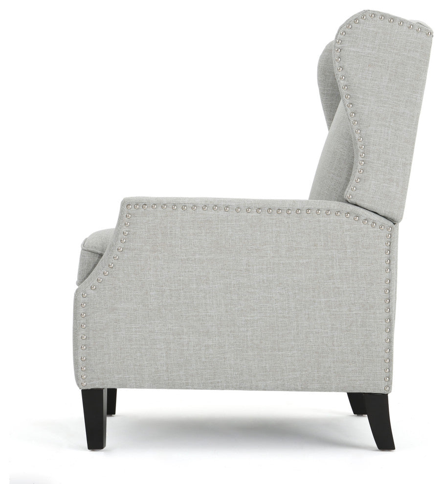 GDF Studio Corbin Fabric Recliner, Set of 2, Gray Moss and Dark Brown